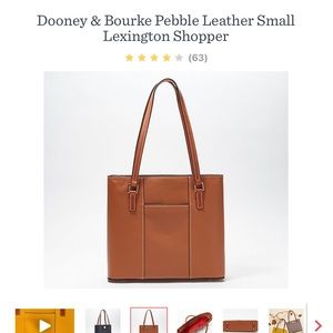 Dooney and Bourke Pebble Leather Small Lexington Shopper Tan Red Lined